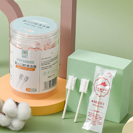 Baby Oral Cleaner Newborn Soft-Bristle Toothbrush Baby Tongue Cleaning Gauze Cotton Swab Child Cotton Stick