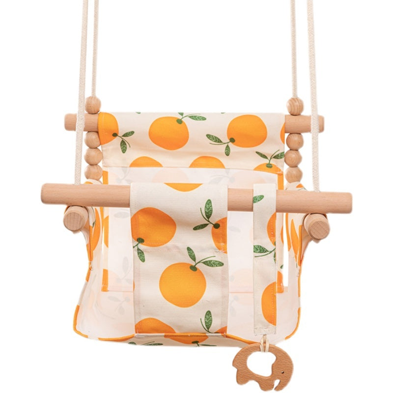 cotton canvas baby swing chair hanging swing indoor outdoor safety baby children's toy wooden seat with cushion baby room decor