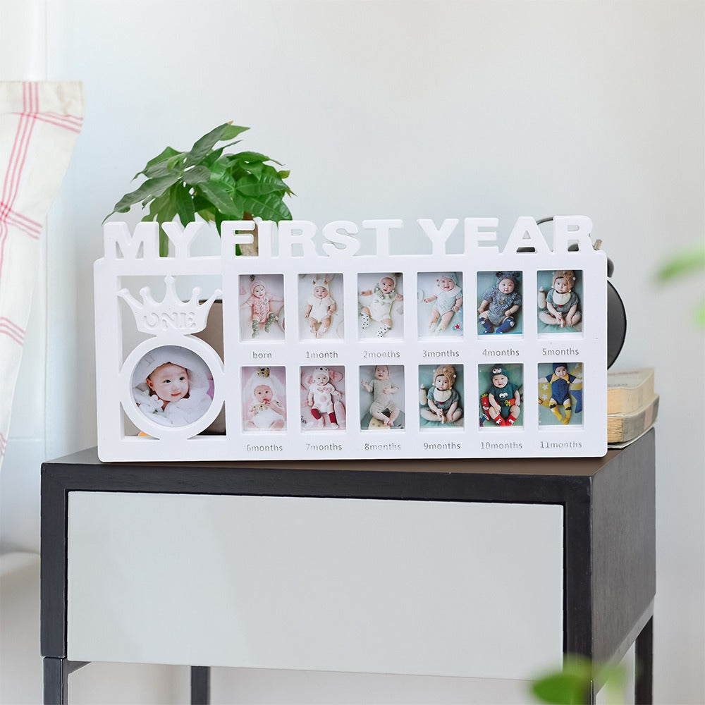 newborn baby's 12 month growth record creative korean style combination photo frame