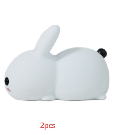 colorful rabbit silicone night light led cute charging jade rabbit shooting light