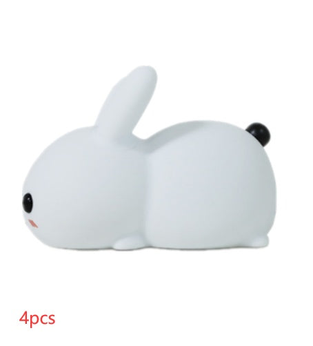 colorful rabbit silicone night light led cute charging jade rabbit shooting light
