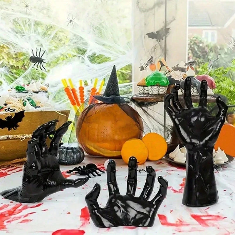 gothic halloween indoor decor: 12-pack bat sticker wall hangings (spooky hands & lit candles) for gothic walls