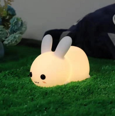 colorful rabbit silicone night light led cute charging jade rabbit shooting light