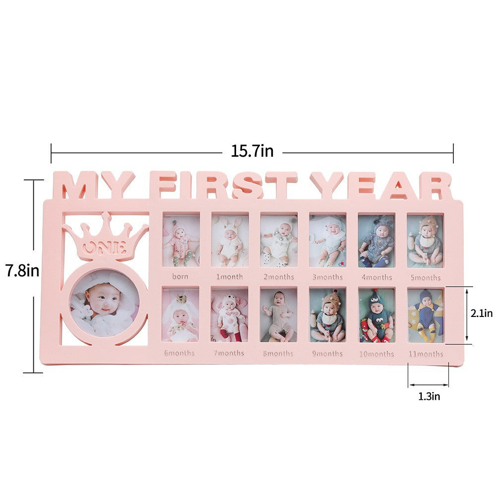 newborn baby's 12 month growth record creative korean style combination photo frame