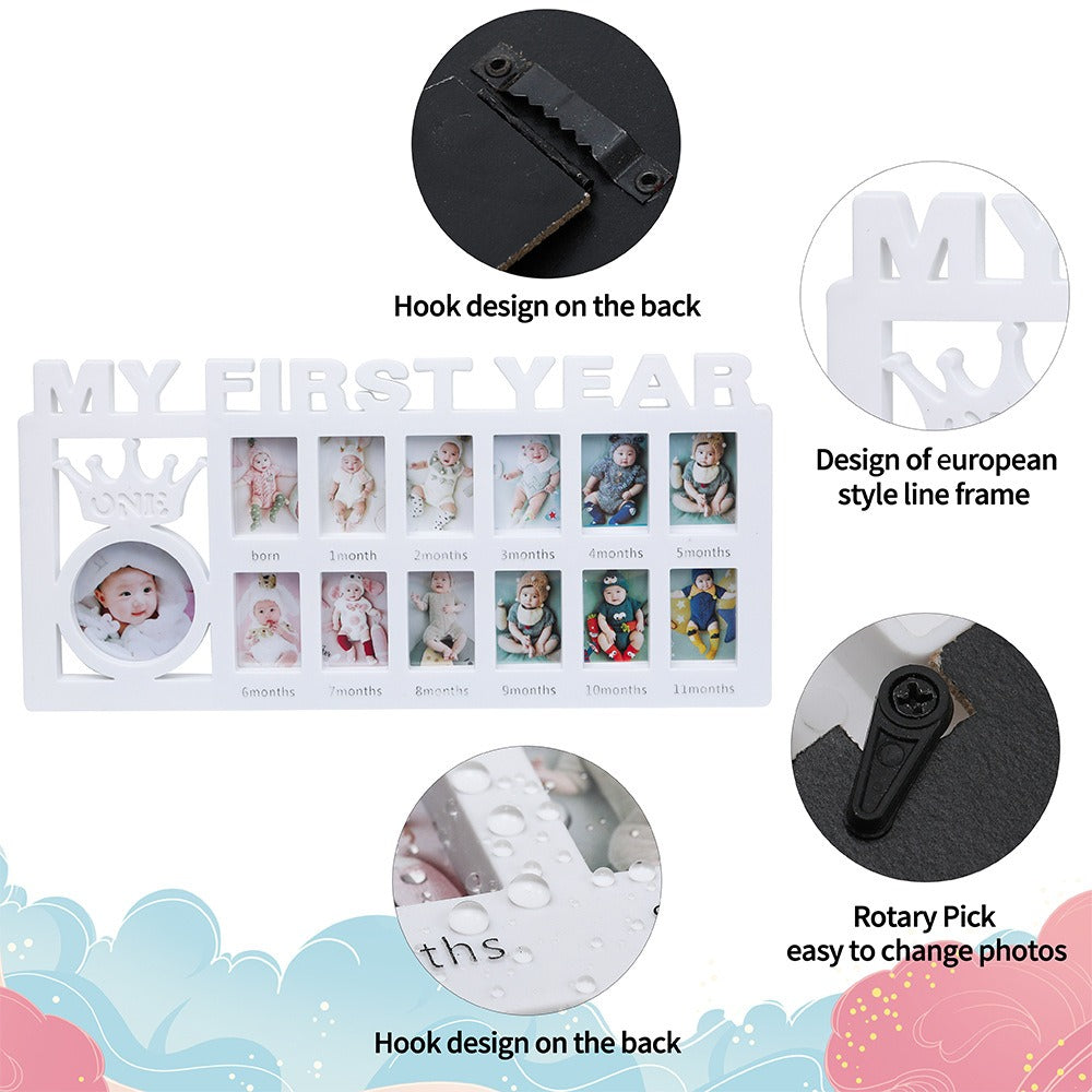 newborn baby's 12 month growth record creative korean style combination photo frame