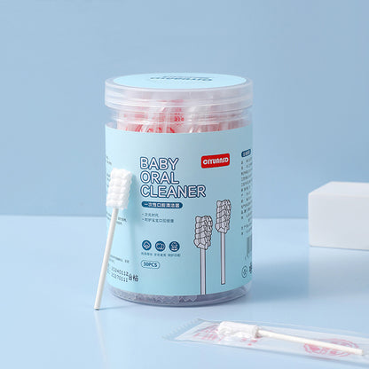 Baby Oral Cleaner Newborn Soft-Bristle Toothbrush Baby Tongue Cleaning Gauze Cotton Swab Child Cotton Stick